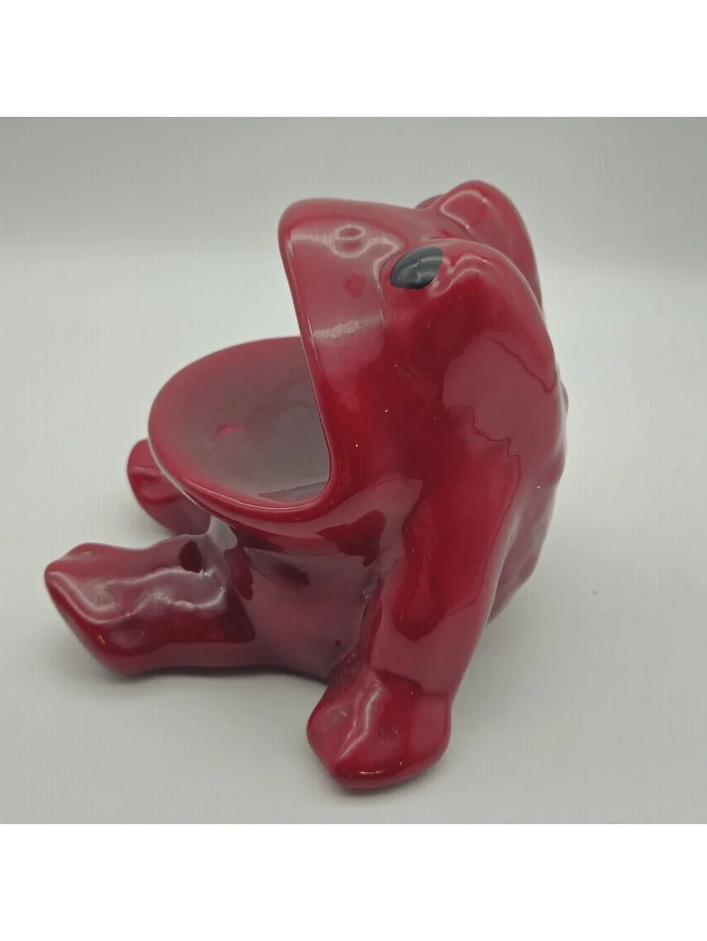MCM Burgandy Ceramic Frog Toothpaste/Toothbrush Holder